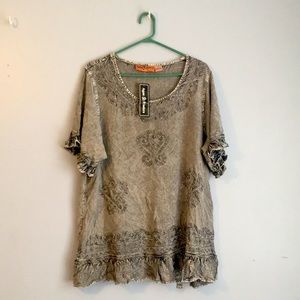 Gray Bohemian short sleeve tunic